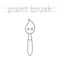Trace word and color cute kawaii paint brush.