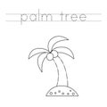 Trace word and color the palm tree. Royalty Free Stock Photo