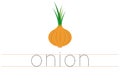 Trace word onion. English worksheet for kids. Cartoon colorful onion.