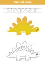 Trace word stegosaur and color the dinosaur.