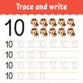 Trace and write. Handwriting practice. Learning numbers for kids. Education developing worksheet. Activity page. Game for toddlers Royalty Free Stock Photo