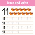 Trace and write. Handwriting practice. Learning numbers for kids. Education developing worksheet. Activity page. Game for toddlers Royalty Free Stock Photo
