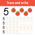 Trace and write. Handwriting practice. Learning numbers for kids. Education developing worksheet. Activity page. Game for toddlers Royalty Free Stock Photo