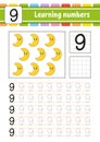 Trace and write. Handwriting practice. Learning numbers for kids. Education developing worksheet. Activity page. Game for toddlers