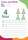 Trace and write number for children