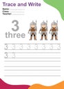 Trace and write number for children