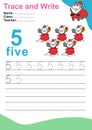 Trace and write number worksheet for children