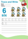 Trace and write number worksheet for children