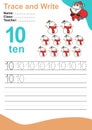 Trace and write number worksheet for children