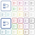 Traceroute remote computer outlined flat color icons