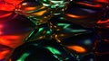 Tracery waves night neon background. Green 3d render flash orange abstract futuristic liquid with crimson red highlights