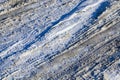 traces on cold snow Royalty Free Stock Photo