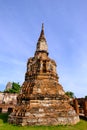 Traces of damage to the pagoda. at Wat Mahathat Ordination Hall , Ayutthaya, Thailand December 2018 Royalty Free Stock Photo