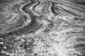 Traces of farm tractor on meadow landscape background Royalty Free Stock Photo