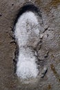 Traces of human foot in the salt marsh lakes Royalty Free Stock Photo