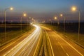 Traces of lights on the night highway Royalty Free Stock Photo