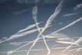 Traces of planes in the sky Royalty Free Stock Photo