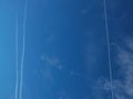 Traces of planes in the sky Royalty Free Stock Photo