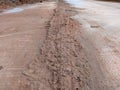 Traces of repairing damaged cement roads.