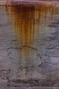 Traces of rusty water stains on the old cement plaster wall Royalty Free Stock Photo