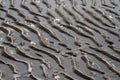 Traces in the sand on a beach formed by waves Royalty Free Stock Photo