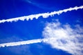 Traces in the sky from flighters Royalty Free Stock Photo