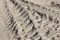 Traces of tires on a dirt road Royalty Free Stock Photo