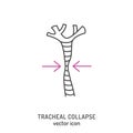 Tracheal collapse icon, sign. Medical pictogram. Trachea disorder.