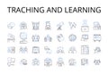 Traching and learning line icons collection. Creating teaching, Exploring learning, Sharing knowledge, Developing skills