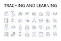 Traching and learning line icons collection. Creating teaching, Exploring learning, Sharing knowledge, Developing skills