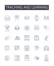 Traching and learning line icons collection. Creating teaching, Exploring learning, Sharing knowledge, Developing skills