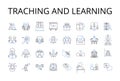 Traching and learning line icons collection. Creating teaching, Exploring learning, Sharing knowledge, Developing skills