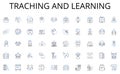 Traching and learning line icons collection. Inquisitive, Knowledgeable, Insightful, Perceptive, Analytical, Observant