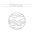 Tracing letters with Venus. Writing practice for kids.
