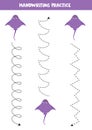 Tracing lines for kids. Cartoon purple stingray