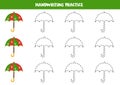 Tracing lines for kids. cartoon umbrellas. Writing practice Royalty Free Stock Photo