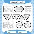 Tracing Lines. Kids education. Preschool worksheet. Basic writing. Kids doing worksheets. Fine motor skills. Waves and Royalty Free Stock Photo