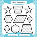 Tracing Lines. Kids education. Preschool worksheet. Basic writing. Kids doing worksheets. Fine motor skills. Waves and Royalty Free Stock Photo