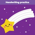 Tracing lines for toddlers. Handwriting practice sheet. Educational children game, printable worksheet for kids with cute star Royalty Free Stock Photo