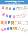 Tracing lines for toddlers. Handwriting practice sheet. Educational children game, printable worksheet for kids Royalty Free Stock Photo