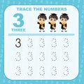 Trace and write number for children. Exercise for children to recognize the number. Royalty Free Stock Photo