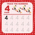 Trace and write number for children. Exercise for children to recognize the number. Royalty Free Stock Photo