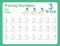Trace and write number for children. Exercise for children to recognize the number Royalty Free Stock Photo