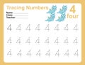 Trace and write number for children. Exercise for children to recognize the number Royalty Free Stock Photo