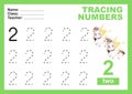Trace and write number for children. Exercise for children to recognize the number. Royalty Free Stock Photo