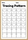 Tracing pattern lines worksheet for kindergarten, preschool and Montessori school kids to improve handwriting practice activities