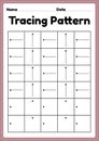 Tracing pattern sleeping and standing lines worksheet for kindergarten, preschool and Montessori school kids to improve