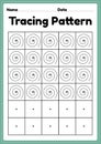 Tracing pattern spiral lines worksheet for kindergarten, preschool and Montessori school kids to improve handwriting practice