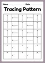 Tracing pattern standing and sleeping lines worksheet for kindergarten, preschool and Montessori school kids to improve