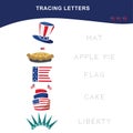 Tracing worksheet with Fourth July theme Royalty Free Stock Photo